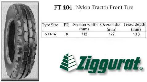 ZIGGURAT FT 404 Nylon Tractor Front Tire
