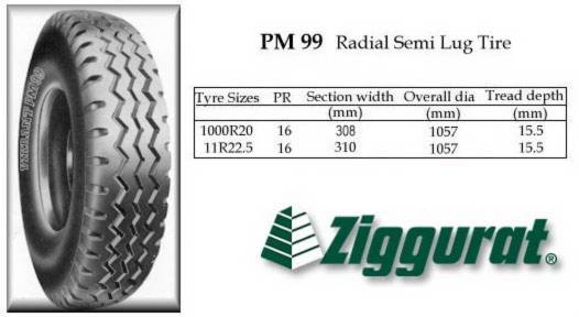 ZIGGURAT PM 99 Radial Semi Lug Tire