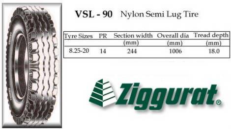 ZIGGURAT VSL-90 Nylon Semi Lug Tire