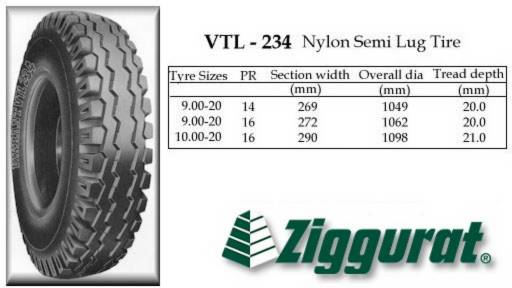 ZIGGURAT VTL 234 Nylon Semi Lug Tire